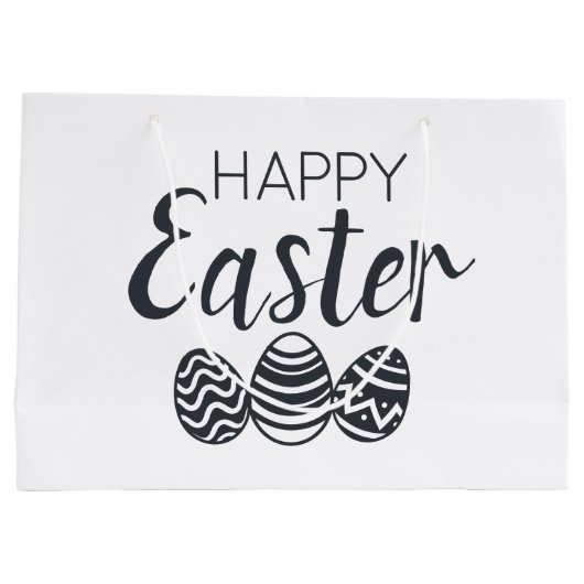 Moderne Ostereier Schwarz-weiß Niedlich Große Geschenktüte (Rückseite)