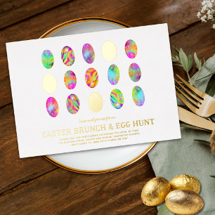 Moderne Ostereier-Suche-Brunch-Wasserfarbe Gold Folieneinladung