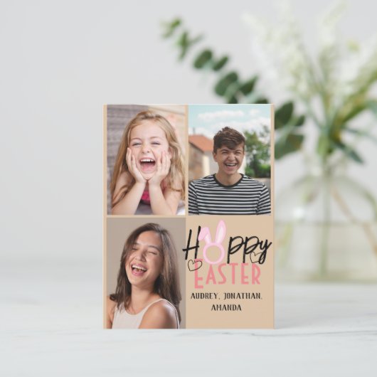 Moderne Osterfeier, 3-Foto-Kollektion Feiertagspostkarte (Stehend Vorderseite)