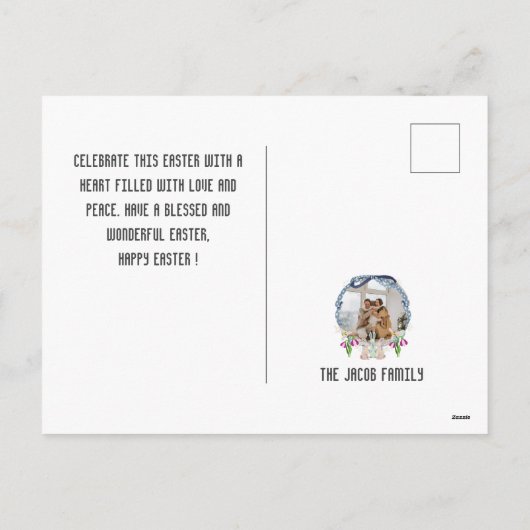 Moderne Osterfeier, 3-Foto-Kollektion Feiertagspostkarte (Rückseite)