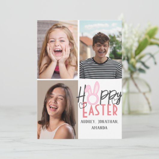 Moderne Osterfeier, 3-Foto-Kollektion Karte (Stehend Vorderseite)