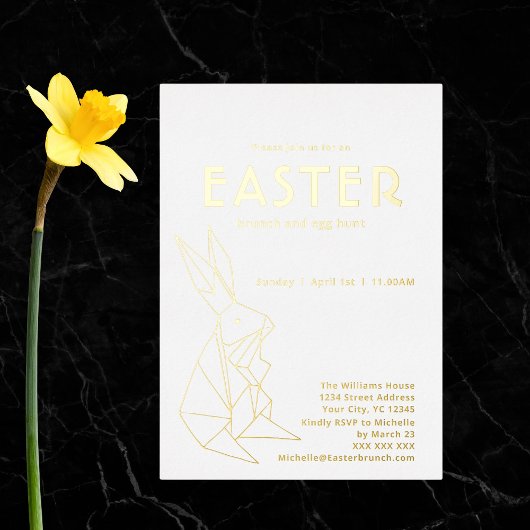 Moderne Osterfeier Goldene Foil Einladung