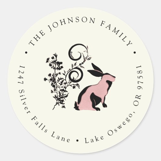 Moderne Osterhase-Rücksendeadresse Runder Aufkleber (Vorderseite)