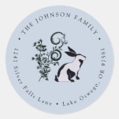 Moderne Osterhase-Rücksendeadresse Runder Aufkleber (Vorderseite)