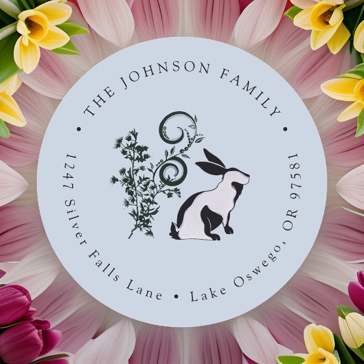 Moderne Osterhase-Rücksendeadresse Runder Aufkleber