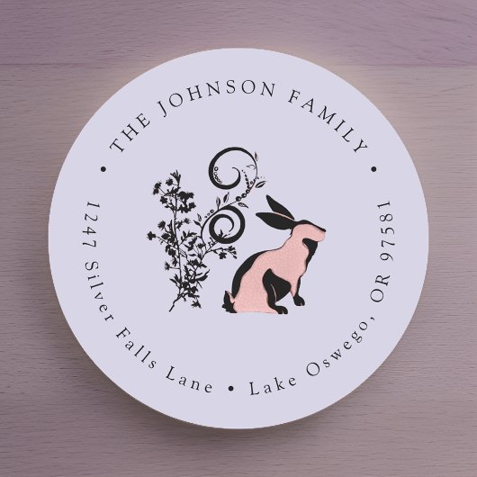 Moderne Osterhase-Rücksendeadresse Runder Aufkleber