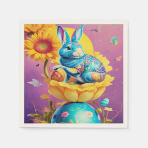 Moderne Ostern Sonnige Blume Kunst, Dichtung und M Serviette