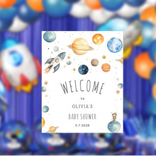 Moderne Outdoor Space Babydusche Willkommen Poster
