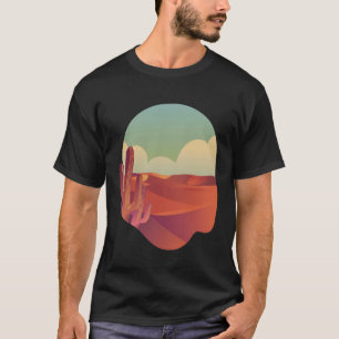 Moderne Outdoor-Wüstenlandschaft Sand Clouds Cactu T-Shirt