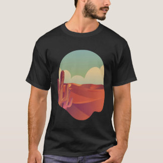 Moderne Outdoor-Wüstenlandschaft Sand Clouds Cactu T-Shirt