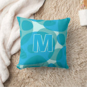Moderne Oval Bläschen Aqua Blue Monogram Pillow Kissen (Decke)