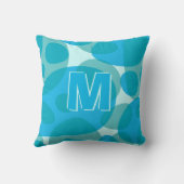 Moderne Oval Bläschen Aqua Blue Monogram Pillow Kissen (Rückseite)