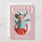 Moderne Oval Foto & Signature Graduation Party Einladung (Vorderseite)