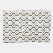 Moderne Oval Links Muster Gelb und Grau Küchentuch (Horizontal)