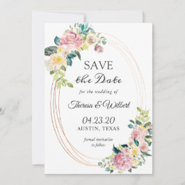 Moderne Oval Rahmen Pastell Floral Save the Date
