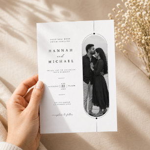 Moderne ovale Foto-Hochzeitseinladungsvorlage . Einladung