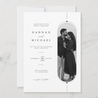 Moderne ovale Foto-Hochzeitseinladungsvorlage . Einladung