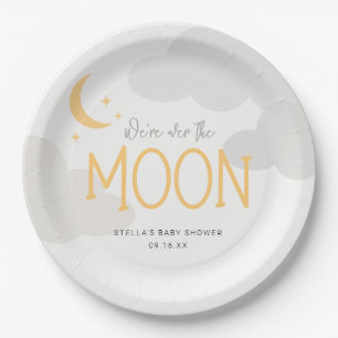 Moderne Over The Moon Baby Shower Pappteller