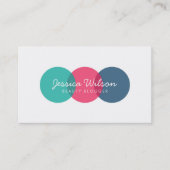 Moderne Overlap Circles Aquamarin Pink Blue Social Visitenkarte (Vorderseite)