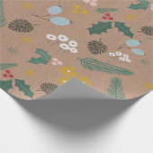 Moderne Oversified Christmas Foliage Pattern Kraft Geschenkpapier (Ecke)