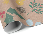 Moderne Oversified Christmas Foliage Pattern Kraft Geschenkpapier (Rolleneckpunkt)