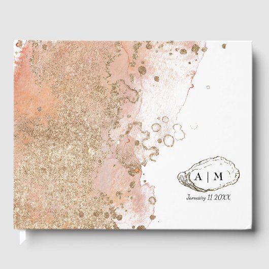 Moderne Oyster Beach Hochzeit Gästebuch (Vorderseite)