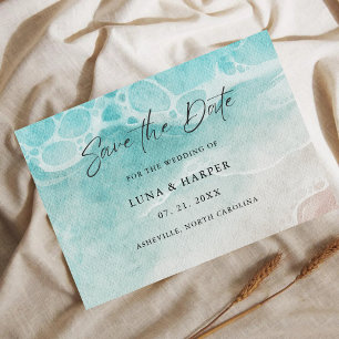 Moderne Ozean-Gezeiten-Aquarell-Hochzeit Save The Date