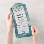 Moderne Ozeanblüten Pastel Abstrakte Hochzeit All In One Einladung (Abreißen)