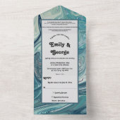 Moderne Ozeanblüten Pastel Abstrakte Hochzeit All In One Einladung (Innen Boden)