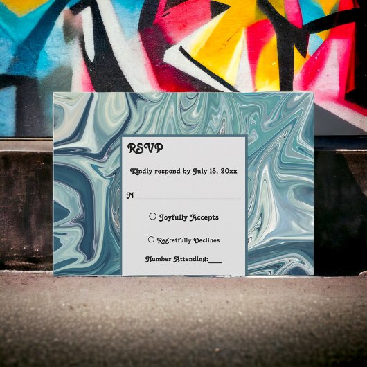 Moderne Ozeanblüten Pastel Abstrakte Hochzeit RSVP Karte