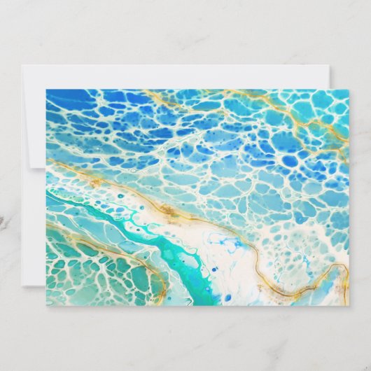 Moderne Ozeanwellen Türkisblaue Hochzeit Einladung (Rückseite)