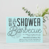 Moderne Paare Babydusche Grill Light Blue Einladung (Stehend Vorderseite)