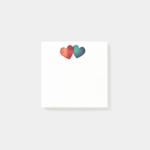 Moderne Paare der roten und blauen Herzen Post-it Klebezettel