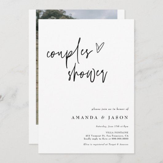 Moderne Paare Dusche Minimalistische Verlobung Einladung (Vorne/Hinten)