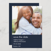 Moderne paare Foto Blue Wedding rettet das Datum Save The Date (Vorne/Hinten)