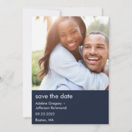 Moderne paare Foto Blue Wedding rettet das Datum Save The Date