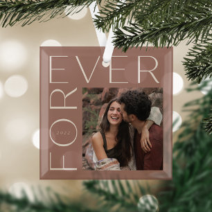 Moderne Paare Foto & Jahr Ornament Aus Glas