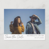 Moderne Paare - Foto Save the Date Hochzeit Ankündigungspostkarte (Vorderseite)