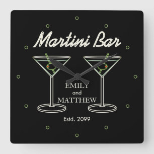 Moderne Paare: Martini-Bar Quadratische Wanduhr