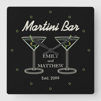 Moderne Paare: Martini-Bar Quadratische Wanduhr