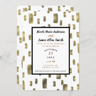 Moderne Paint Brush Gold Kupfer Bronze Hochzeit Einladung