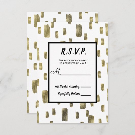 Moderne Paint Brush Gold Kupfer Bronze UAWG Antwor RSVP Karte (Vorne/Hinten)