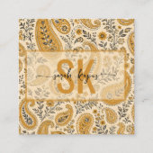 Moderne Paisley-Muster-Monogramm-Qr-Code Quadratische Visitenkarte (Vorderseite)
