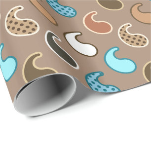 Moderne Paisley Muster, Taupe, Türkis und Rost Geschenkpapier