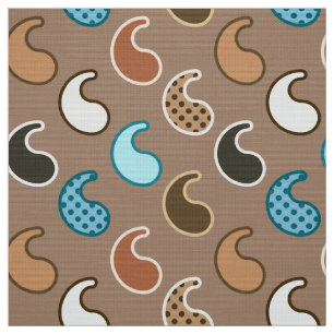 Moderne Paisley Muster, Taupe, Türkis und Rost Stoff