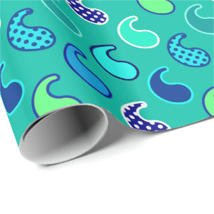 Moderne Paisley-Muster, Türkis, Blau und Aqua Geschenkpapier