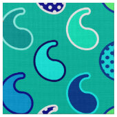 Moderne Paisley-Muster, Türkis, Blau und Aqua Stoff (Nahaufnahme)