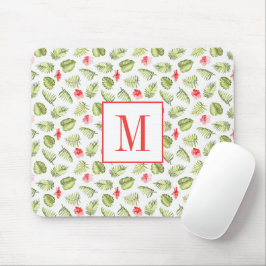 Moderne Palm Blätter Monogram Mousepad