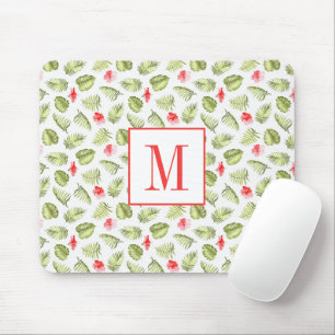 Moderne Palm Blätter Monogram Mousepad