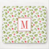 Moderne Palm Blätter Monogram Mousepad (Vorne)